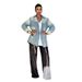 Women's Retro Distressed Washed Denim Jacket Light Blue Solid Workwear Style Patchwork Details Spring/Autumn_ecoleips.com