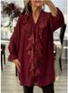 Women's Clothing New V Neck Chiffon Long Sleeved Mid Length Shirt With Sequins For Women_ecoleips.com