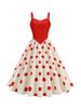 Women's Summer Dresses Sleeveless Spaghetti Straps Polka Dot Print Retro Vintage 50s A Line Party Dress_ecoleips.com