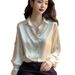 Women's Clothing Shirt Women's Spring New Champagne Color Temperament Fashion Versatile Professional Shirt Foreign Style Drape Long Sleeve Top_ecoleips.com