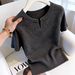 Gray Short Sleeved Knitted T-Shirt Casual Style High End Versatile Base Layer Top for Women New Summer 2026_ecoleips.com