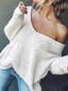 Foreign Trade Cross-Border European American Source Manufacturer Large V-Neck Hollow Pullover Knitted Sweater_ecoleips.com