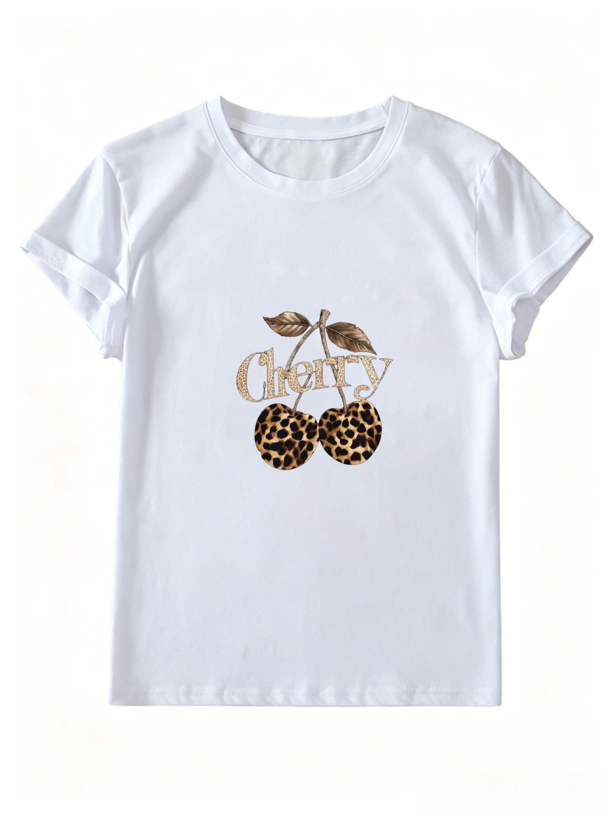 Women Y2K Coquette Leopard Cherry Graphic T Shirt Vintage Leopard Print Cherry Letter Cute Cowgirl Short Sleeve Summer Streetwear Tee_ecoleips.com