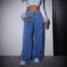 Trendy High-Waisted Butterfly Print Flared Jeans For Women - Comfortable Cotton Blend Denim Pants With Vintage Floral Design_ecoleips.com