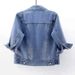 Three-quarter Sleeve Denim Jacket Women, Short Style, High-end Feel, Slim Fit, Versatile Cardigan Spring And Autumn,_ecoleips.com