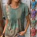 Women's Clothing Women's Casual Ethnic Style T-Shirt Short Sleeve Printed Comfortable Top For Summer_ecoleips.com