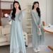 Autumn New Korean Fashion High-Cut Long-Sleeve Chiffon Maternity Dress_ecoleips.com