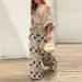 Women's Clothing fashion oblique collar one shoulder high waist casual printed pants suit_ecoleips.com