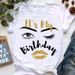 European And American Cross-border Foreign Trade Women's Clothing, Eyelash Letter Print Round-neck Short-sleeve T-shirt_ecoleips.com