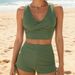 Women's Clothing Style Women's Two Piece Swimsuit High End Conservative Tummy Concealing Slimming Crisscross Pleats High Waist Drawstring Bikini_ecoleips.com