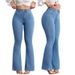 Women's High-Waisted Slim Fit Flared Jeans Solid Color Stretch Casual Hip Lifting European American Style Denim Pants_ecoleips.com