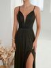 Women's V-neck strapless backless slit elegant evening dress prom dress party dress bridesmaid dress_ecoleips.com
