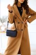 "Double-Breasted Wool-Blend Coat - Elegant Longline Trench With Notched Lapel & Timeless Button Detail, Premium Polyester For All-Season Wear_ecoleips.com