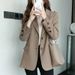 Women's Oversized Khaki Blazer – Korean-Inspired Relaxed Suit Jacket With Notch Lapel & Button Detail (S-XXL, Beige/Black)_ecoleips.com