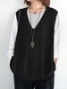 Plus Size Hollow Knit Vest, Loose V-Neck Sleeveless Top, Casual Layering Waistcoat_ecoleips.com