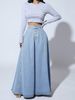 K Single-row Button-up Denim Skirt For Women, Trendy A-line Maxi Skirt_ecoleips.com
