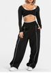 K Loose Yoga Pants, Fashionable And Comfortable, Casual Straight Leg Yoga Pants, Elastic High Waisted Fitness Pants_ecoleips.com
