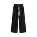 Suitable For All Seasons Apricot Linen Wide-Leg For Women, Summer High-Waisted Relaxed Fit Casual With Draping Effect, Extended Cotton-Linen_ecoleips.com