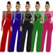 Women's clothing fashion sexy casual slim high collar see-through rhinestone tassel jumpsuit for women_ecoleips.com