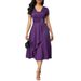 2026 Women Asymmetric Big Swing V Neck Dress, Fashion Elegant European American Casual Dress_ecoleips.com