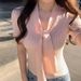 Elegant Ribbon-Knot Short Sleeve Knit Top - Breathable Viscose Blend Slim Fit Blouse For Women_ecoleips.com