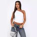 European And American Style Spring And Summer New Y2K Hot Girl Women's Oblique Shoulder Sleeveless Sexy T Shirt Design Sense Slim Fit Top_ecoleips.com