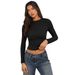 's Best-selling Y2K Clothing: Long-sleeve Base Shirt, Regular Shoulder T-shirt For Women, Solid Color Slim-fit Top_ecoleips.com