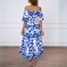 Cross-border Foreign Trade Summer New Model Elegant Printed Off-shoulder Puff Sleeve Fashionable European And_ecoleips.com