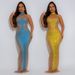Sheer Mesh Bodycon Dress With Crystal Embroidery – High Neck Sleeveless Evening Gown_ecoleips.com