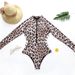 Women's Long Sleeved Swimsuit Snake Print One Piece Bikini_ecoleips.com