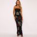Women's Clothing Summer New Fashion Printed Lace Splicing Wrapped Chest Backless Slit Dress_ecoleips.com