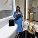 Women's Clothing Women's Denim Suits Long Sleeved Lapel Pocket Tops Lace Up Straight Trousers Two Piece Set European American Style_ecoleips.com
