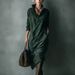 Women's Clothing Women's Suede Long Sleeve Midi Dress Casual Loose Fit With Pockets Solid Color Style Autumn Winter Wear_ecoleips.com