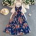 Women's French Style Floral Print V Neck Dress Sweet Forest Theme Slimming Waist Ruffled Long Skirt For Resort Wear Spring Autumn_ecoleips.com