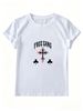 Y2K Punk Drip Gothic Free Gang Flame Cross Clover Graphic Women Tee, Dark Alt Street Short Sleeve Casual Daily Top_ecoleips.com