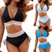 Women's Clothing High Waist Bikini Two Piece Set V Neck Tie Bikini_ecoleips.com