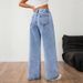 Women's Light Wash High-Waisted Wide-Leg Jeans – Vintage-Inspired Distressed Denim With Unique Pleated Details, Non-Stretch Cotton Blend_ecoleips.com