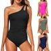 Women's Conservative Off-Shoulder One-Piece Swimsuit Solid Color European American Style Bikini Hollow out Design Hot Spring Swimsuit_ecoleips.com