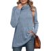 Women's High Neck Split Ribbed T-Shirt Top Solid Color Loose Fit Autumn Winter Fashion American Style_ecoleips.com