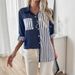 Effortless Elegance: Women's Loose-Fit Striped Color-Block Shirt With Short Sleeves For Casual & Office Wear_ecoleips.com