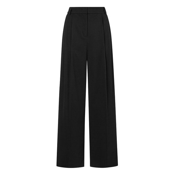Black Wide-Leg Suit Autumn Winter Women New Zipper High Waist Straight Petite Draped Commuting Slimming Long Pants_ecoleips.com