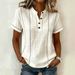 Women's Clothing Printed Button-Up Short Sleeve Shirt Casual Stand Collar Top Loose Fit Summer Fashion_ecoleips.com
