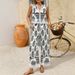 Women's Clothing Style Bohemian Print Contrast Color Waistcoat Top Long Pants Suit Women's Clothing_ecoleips.com