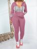 Women's Long Sleeve Round Neck Zipper Top And Pants Two-Piece Set Casual Comfort Jogger Outfit_ecoleips.com