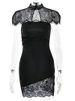 JULISSA MO Patchwork See Sheer Lace Turtleneck Women Mini Dress Sleeveless Print Floral Dress Winter Slim Elegant Two Piece Sets_ecoleips.com