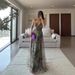 Women's Floral Print Mesh Sleeveless Maxi Dress – V-Neck A-Line Sundress For Vacation, Party, Casual Wear_ecoleips.com