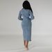 Women's Fashion Long Dress Denim Patchwork Mid Length Slit Mid-Calf Sleeve-Length_ecoleips.com