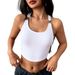 Voya Women's Hollow Irregular Slim Knit Short Tank Top With Camisole, Stylish And Stylish Top_ecoleips.com