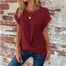 2026 New Solid Color Round Neck T-Shirt Elegant Short Twisted Hem Top Spring Summer Women's Clothing_ecoleips.com