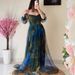 Elegant Floral Print Chiffon Dress - A-Line Midi Dress With V-Neck & Short Sleeves For Women, Breathable & Comfortable, Perfect For Spring & Summer_ecoleips.com